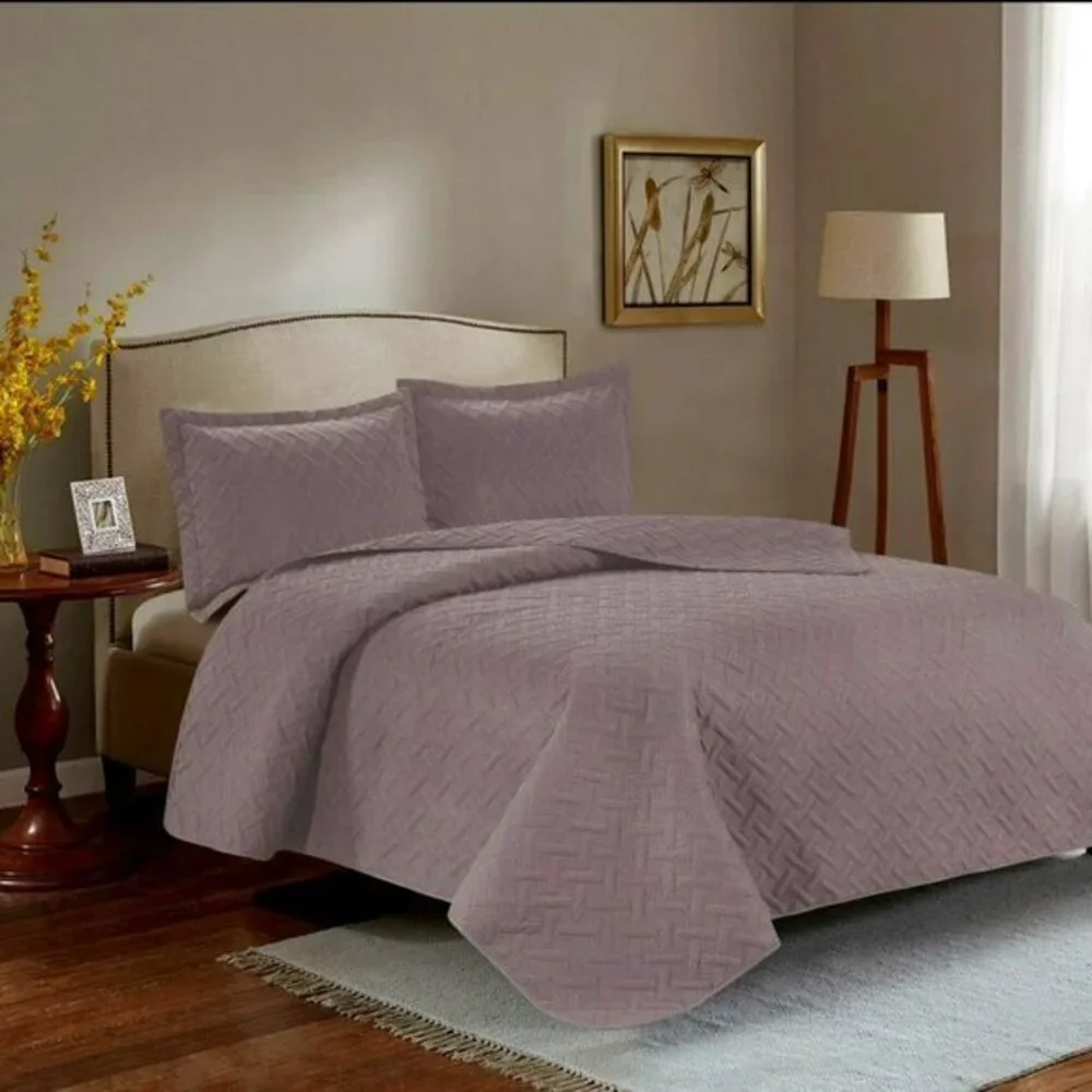 3PC Quilt Bedspread Set Oversized King Bark